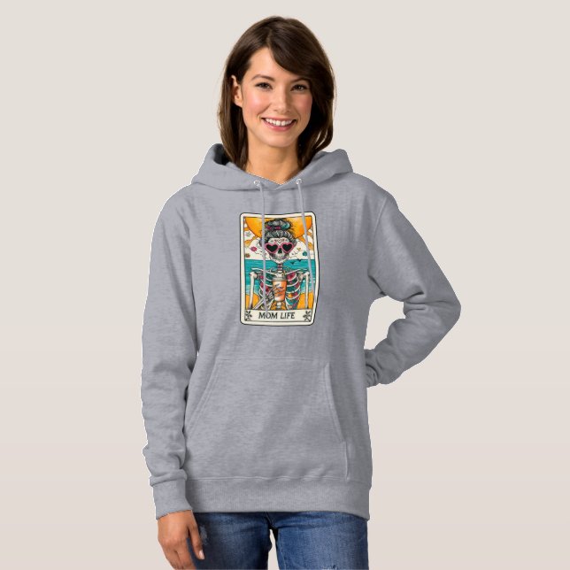 Pull À Capuche Maman Vie Skeleton Tarot Card Sweatshirt à capucho (Devant entier)