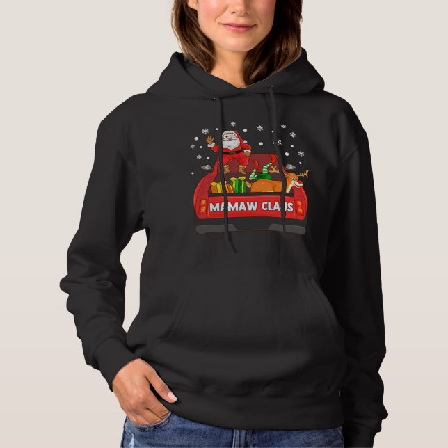 Pull À Capuche Mamaw Claus Camion Rouge Père Noël Reindeer Elf Ch (Devant)