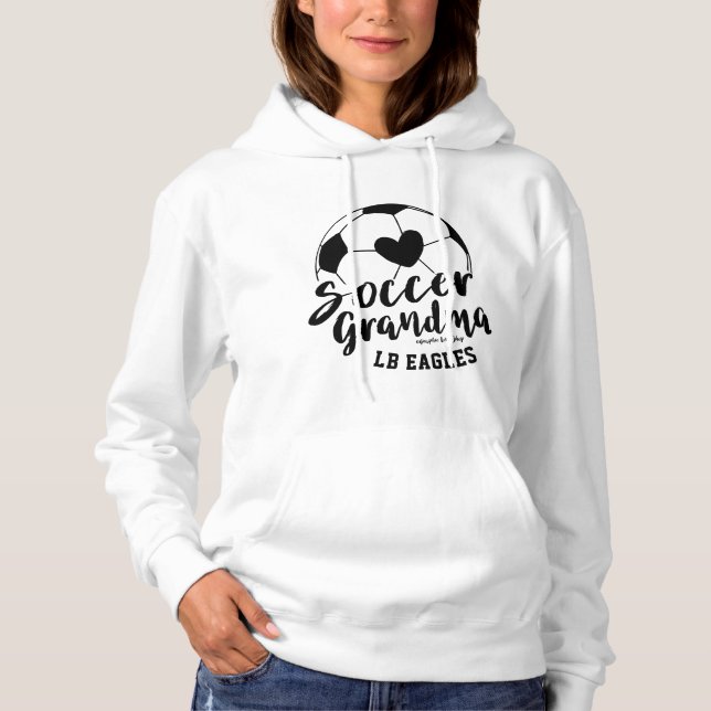 Pull À Capuche Mamie de foot coeur balle nom personnalisé numéro (Devant)