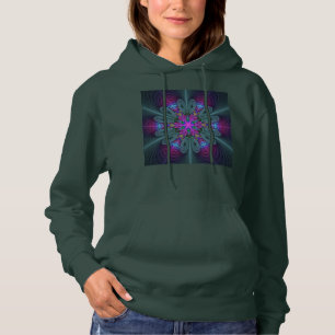 Pull À Capuche Mandala coloré art spirituel fractal avec rose