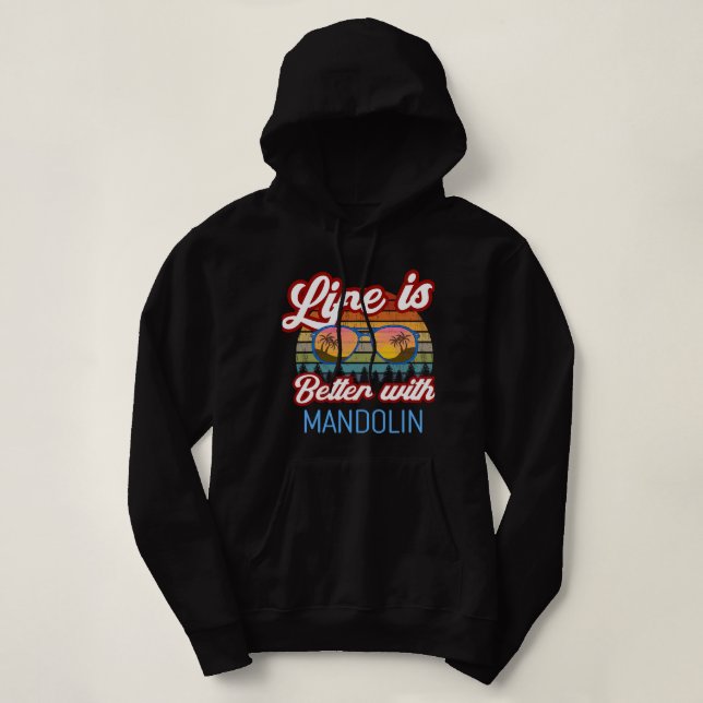 Pull À Capuche Mandolin Lover Retro Sunset Design La vie est meil (Design devant)