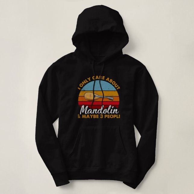 Pull À Capuche Mandolin Lover style rétro Sunset Mandoline (Design devant)
