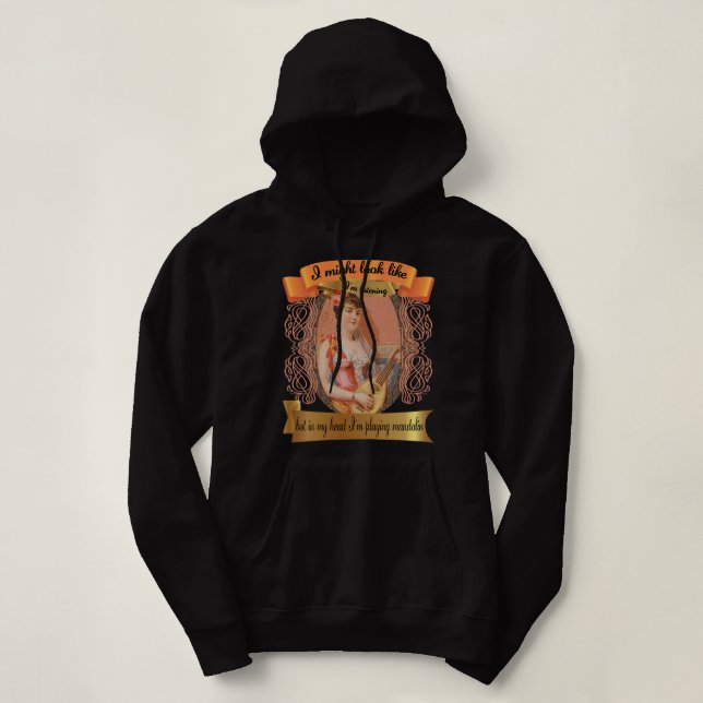Pull À Capuche Mandolin Lover Womens mais dans mes pensées je jou (Design devant)