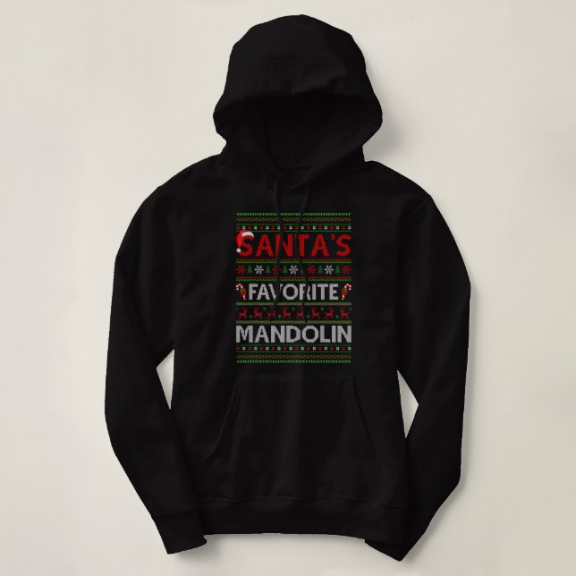 Pull À Capuche Mandolin Lover Xmas moche éclairage Santas Favorit (Design devant)