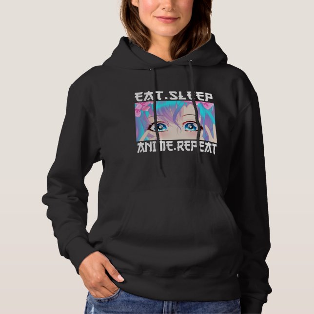 Pull À Capuche Manger Dormir Anime Répéter   (Devant)
