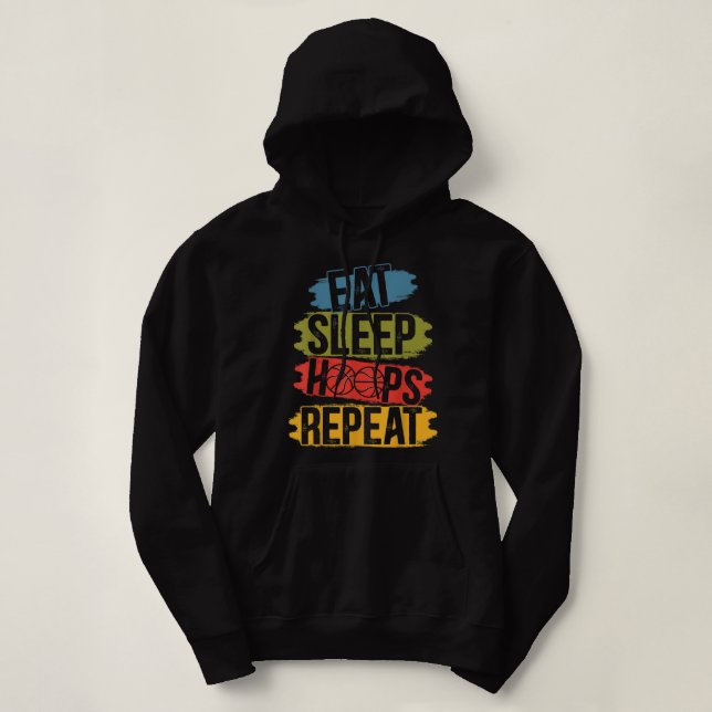 Pull À Capuche Mangez des cerceaux de sommeil Répéter le panier d (Design devant)