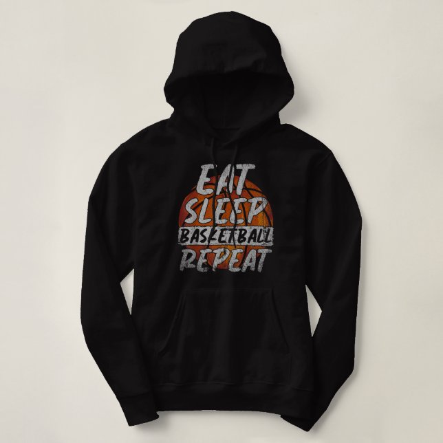 Pull À Capuche Mangez le basketball de sommeil Répéter le ballon  (Design devant)