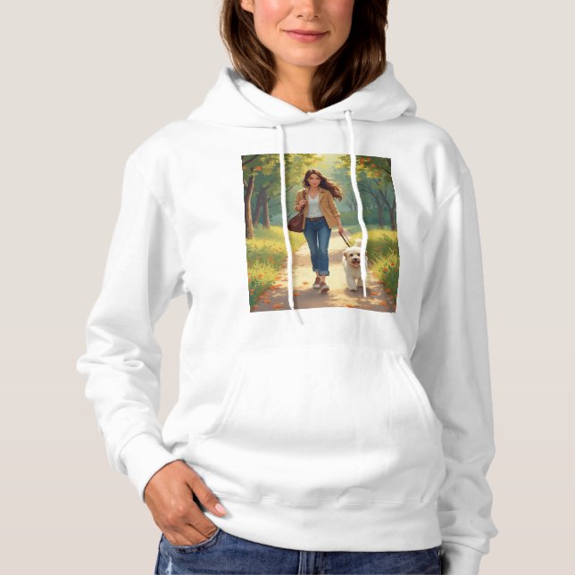 Pull À Capuche marcher avec un chien dans le parc (Devant)