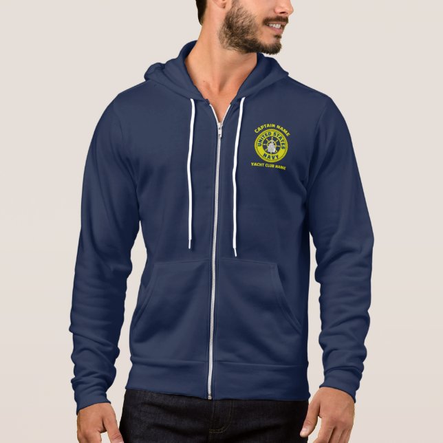 Pull À Capuche marine bleu Ancre capitaine nautique naviguer été (Devant)