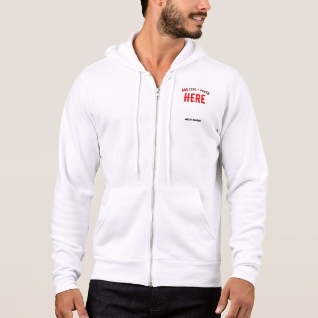 PULL À CAPUCHE MARQUE BLANCHE MODERNE ET PERSONNALISABLE VÉRIFIÉE (Devant)