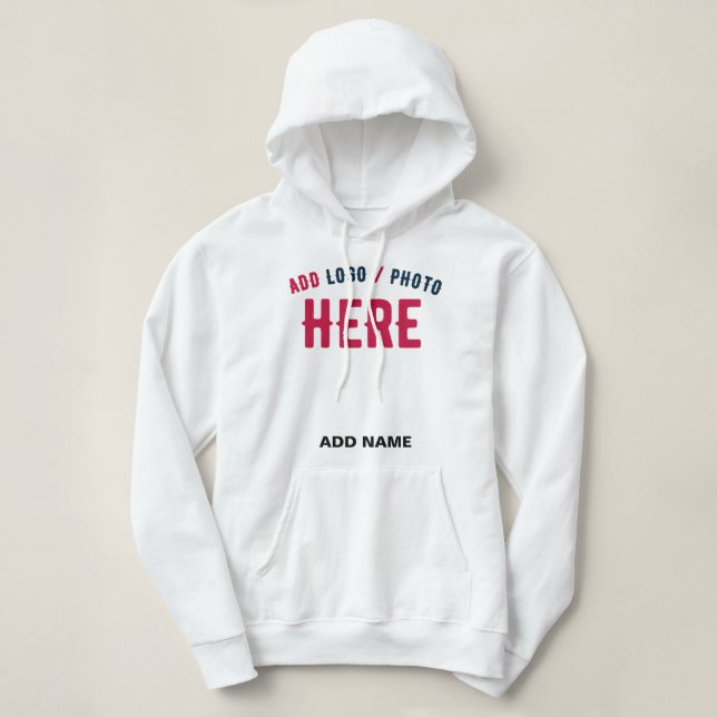 PULL À CAPUCHE MARQUE BLANCHE MODERNE ET PERSONNALISABLE VÉRIFIÉE (Design devant)