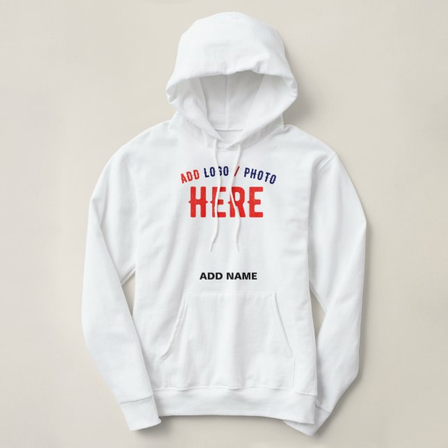 PULL À CAPUCHE MARQUE BLANCHE MODERNE ET PERSONNALISABLE VÉRIFIÉE (Design devant)