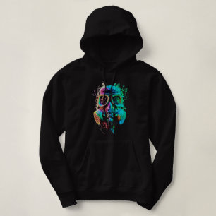 Pull À Capuche Masque à gaz Néon : Art vibrant du chaos