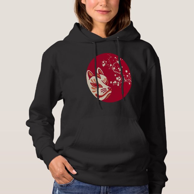 Pull À Capuche Masque japonais esthétique Fox Kitsune (Devant)