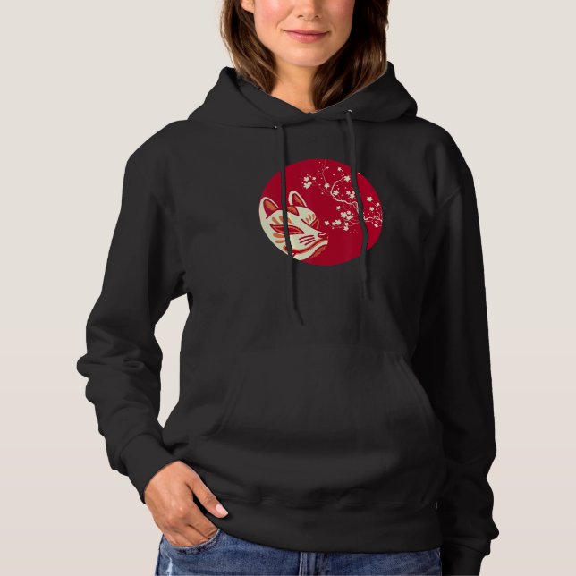 Pull À Capuche Masque japonais esthétique Fox Kitsune (Devant)