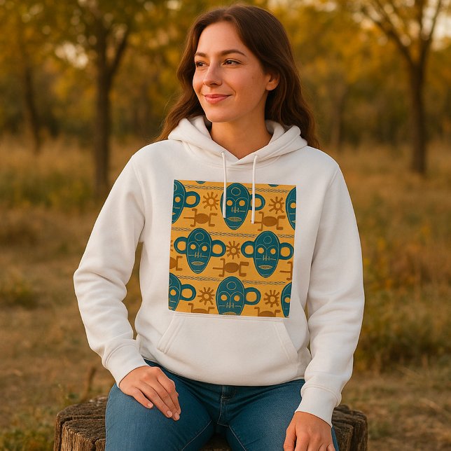 Pull À Capuche Masque tribal motif ethnique africain de visage (Créateur téléchargé)