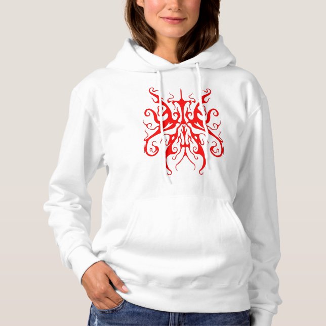 Pull À Capuche Masque Tribal Rouge Élégant Design Abstrait (Devant)