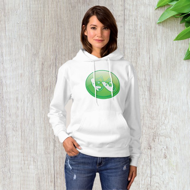 Pull À Capuche Masques de comédie et de tragédie verte (Créateur téléchargé)