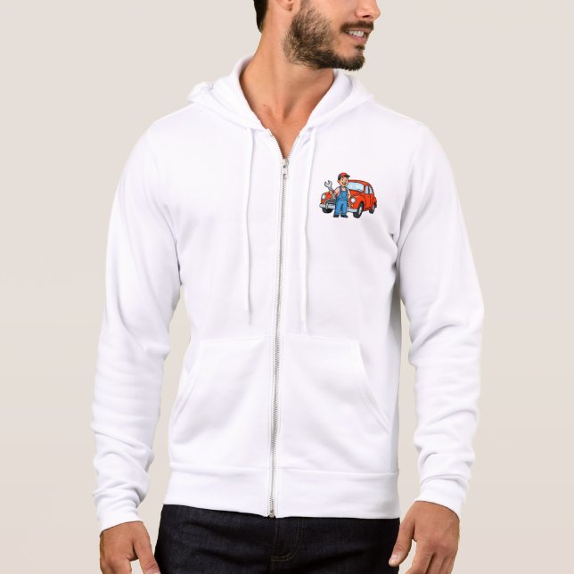 Pull À Capuche Mécanicien de dessin animé mignon avec illustratio (Devant)