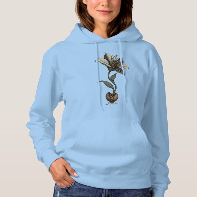 Pull À Capuche Mechanical Bloom Steampunk Botanical Art (Devant)