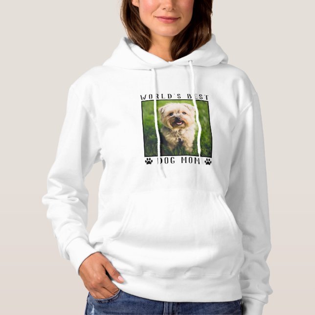Pull À Capuche Meilleur chien du monde Maman Empreintes de pattes (Devant)