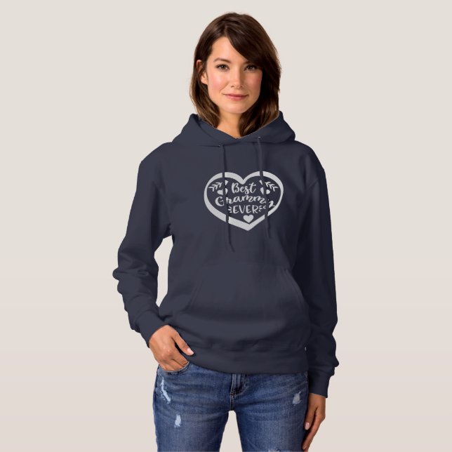 Pull À Capuche Meilleur design de coeur de Grammy (Devant entier)