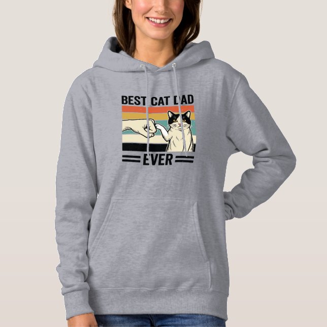Pull À Capuche Meilleur papa de chat rétro T-shirt de coup de poi (Devant)