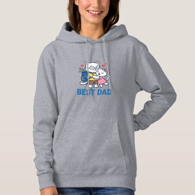 Pull À Capuche Meilleur Papa Golf Chat Câlin Mignon Design Vector (Devant)