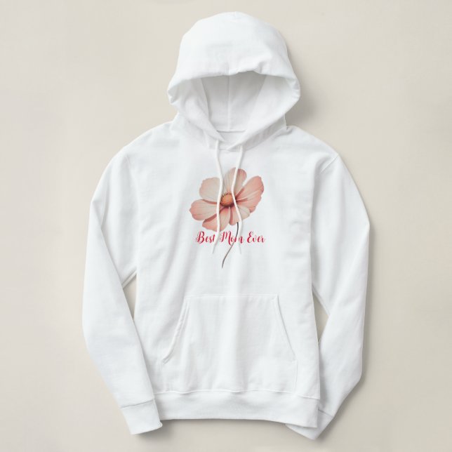 Pull À Capuche Meilleure maman jamais avec une fleur (Design devant)