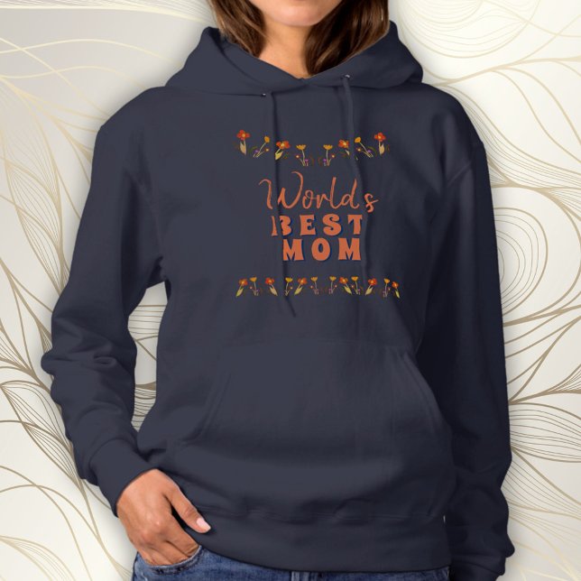Pull À Capuche Meilleures fleurs florales de maman du monde bleu  (Créateur téléchargé)