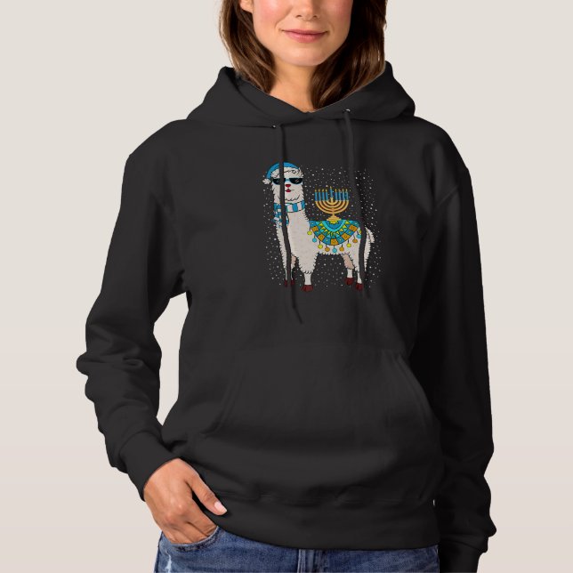 Pull À Capuche Menorah Hanukka Lama Mignon Alpaca Chanouka (Devant)