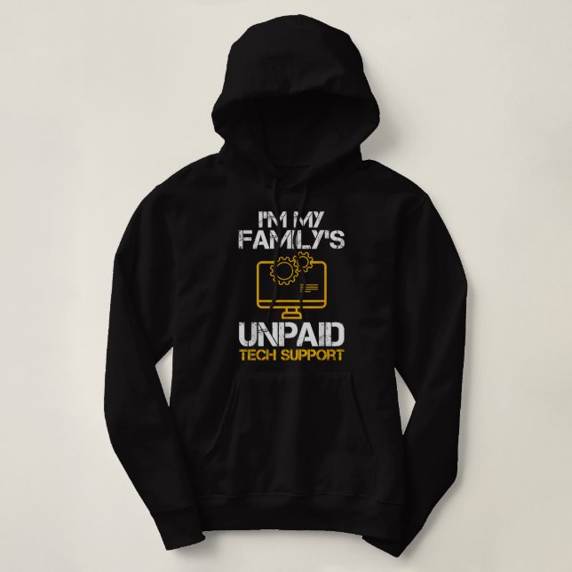 Pull À Capuche Mens Im Mes Familles Support Technique Non Payé Fu (Design devant)