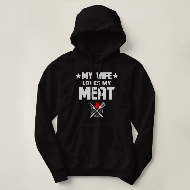 Pull À Capuche Mens Ma Femme Aime Ma Viande Drôle Griller BBQ Lov (Design devant)