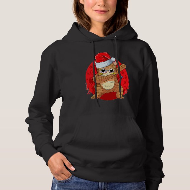 Pull À Capuche Meowy Cat Christmas Santa Dabbing Funny Cool Cat L (Devant)