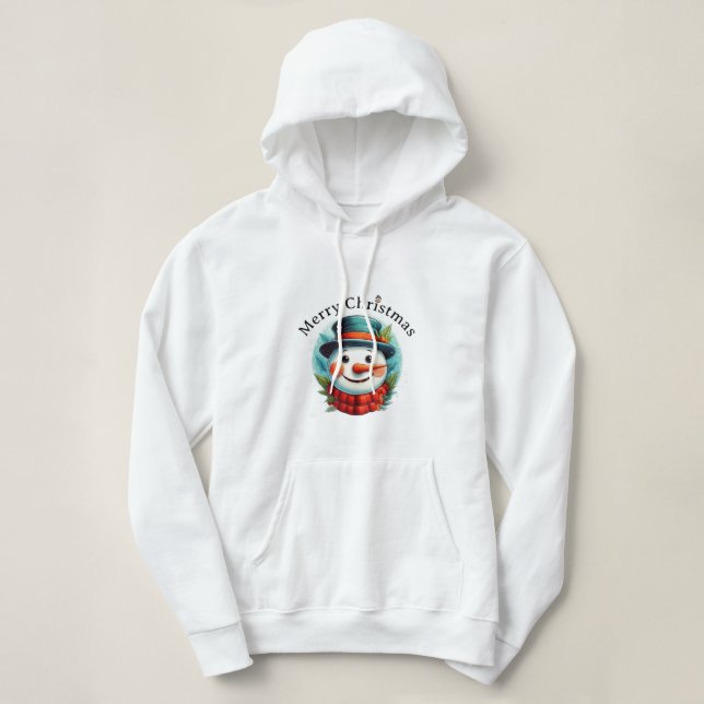 Pull À Capuche Merry Christmas Snowman Hoodie –  Winter Holiday (Design devant)