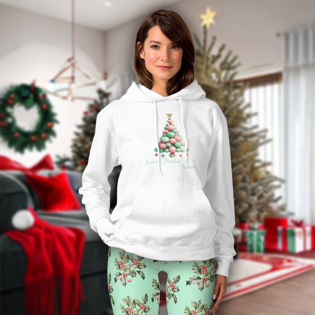 Pull À Capuche Message personnalisé de l'arbre Macaron de Noël (Créateur téléchargé)