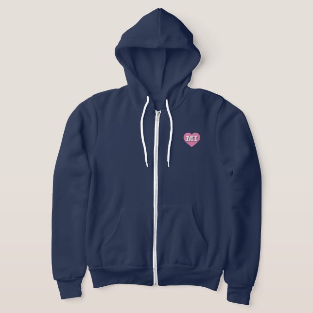 Pull À Capuche Michigan Pink Heart - J'aime MI (Poser)