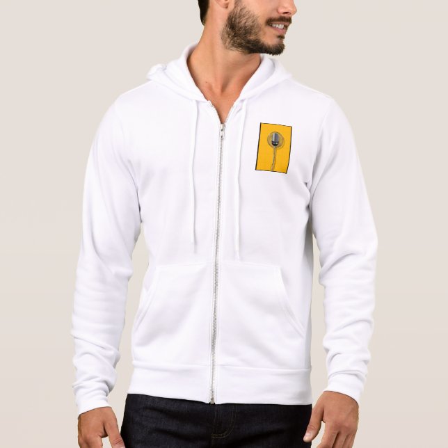 Pull À Capuche Microphone Rétro sur Fond Jaune Gras (Devant)