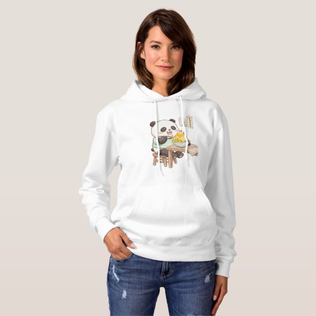 Pull À Capuche Mignon panda mangeant de la glace râpée de mangue  (Devant entier)