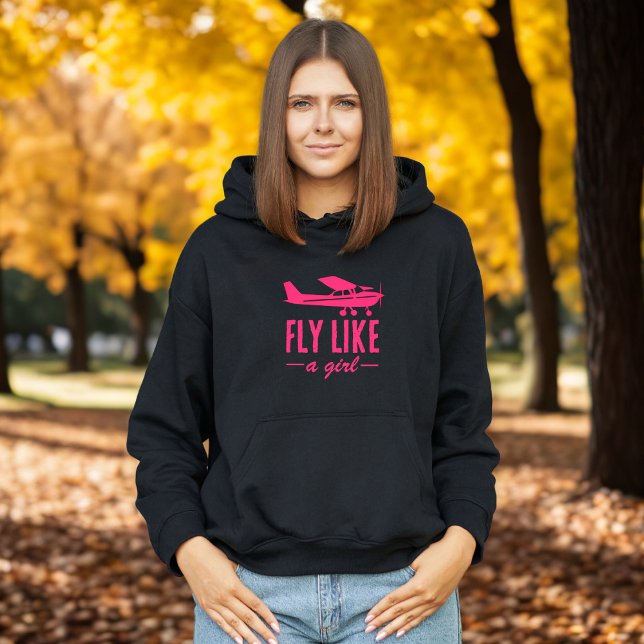 Pull À Capuche Mignon Voler comme une fille Avion rose Aviation f (Créateur téléchargé)