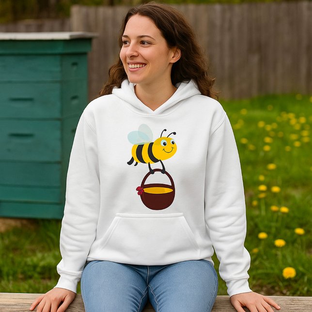 Pull À Capuche Mignonne Bee transportant un pot de miel avec fleu (Créateur téléchargé)