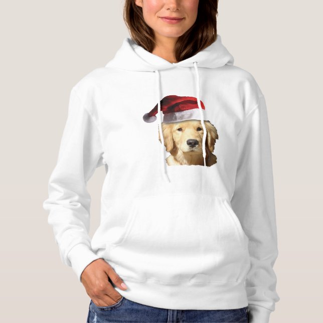 Pull À Capuche Mignonne Golden Retriever portant un Casquette du  (Devant)