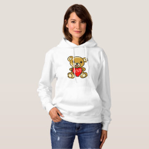 Pull À Capuche Mignonne Ours En Teddy Tenant Coeur avec Amour - A