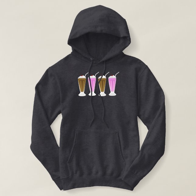 Pull À Capuche Milk-shakes au chocolat et à la fraise  (Design devant)