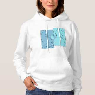 Pull À Capuche Minimalist Cat Hoodie – Cute Line Art for Women