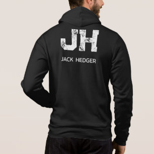 PULL À CAPUCHE MINIMALISTE BLANC MONOGRAMME À DEUX LETTRES NOM NO