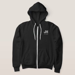 PULL À CAPUCHE MINIMALISTE BLANC MONOGRAMME À DEUX LETTRES NOM NO