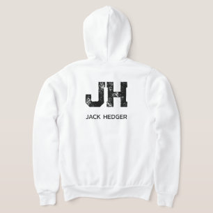 PULL À CAPUCHE MINIMALISTE NOIR MONOGRAMME À DEUX LETTRES NOM BLA