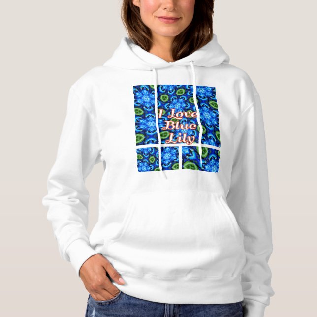 Pull À Capuche Modèle Floral bleu Abstrait (Devant)