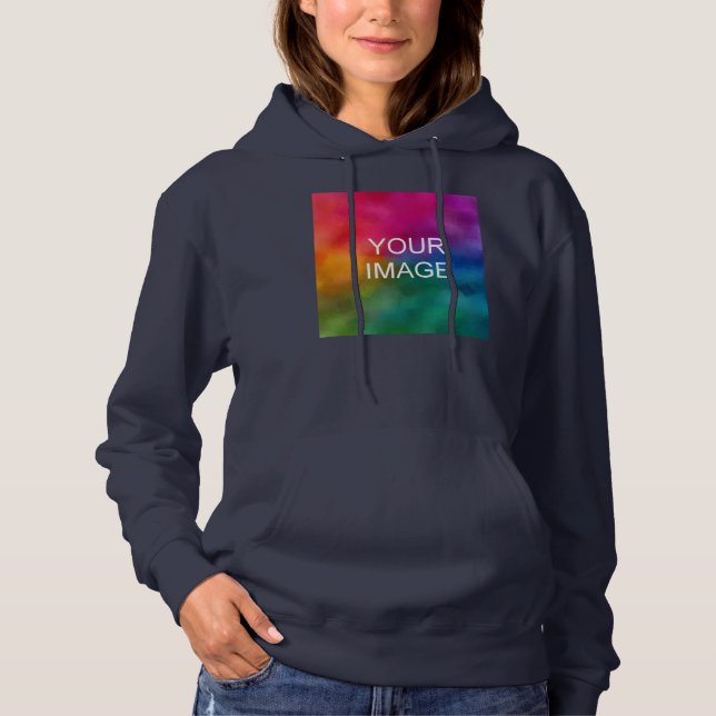 Pull À Capuche Modèle tendance Télécharger photo Femmes Bleu mari (Devant)